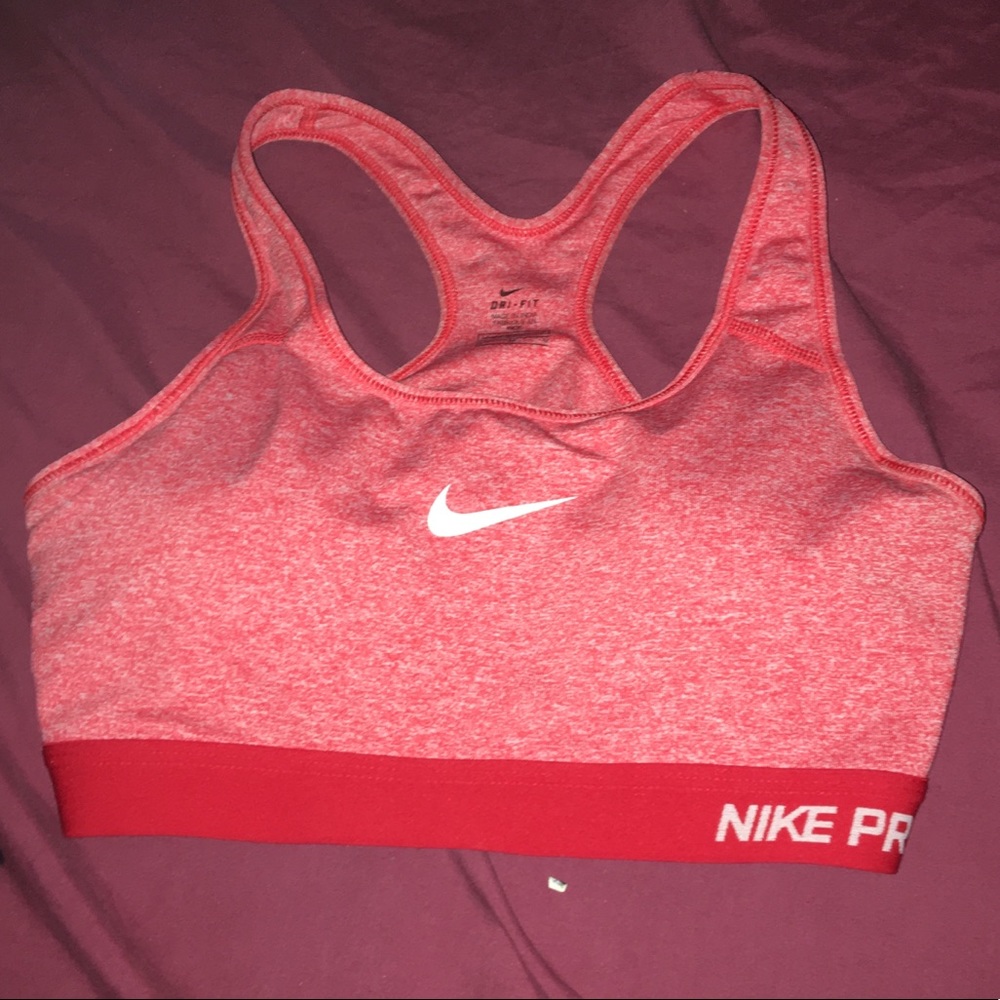 Red padded Nike sports bra